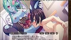 in the hentai, he masturbates while performing cunnilingus on the rich girl