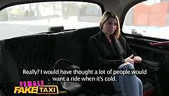 Female fake taxi skinny sexy czech lesbians with great tits have strap on fun in taxi.