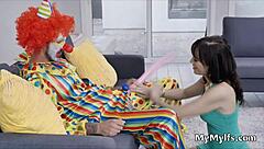 horny housewife rides clown's cock hard 😈