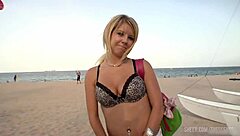 Cute Busty Blonde Teen Performs Deepthroat And Handjob In HD.