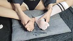 Look at this slim gay teen's beautiful feet in foot fetish video