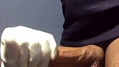 Ebony stepdaughter interacts with white stepdad in part two, fully in red.