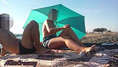 i flashed my cock on public beach, stepdaughter helped me cumshot in risky sex