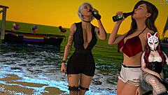 Sexy Babes On The Beach In Steps Of Debauchery