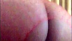 Ebony whore squirts hard on homemade dildo