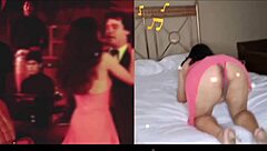 during new year's party, the girl in cosplay gives her ass to her partner