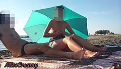 i flashed my cock on public beach, stepdaughter helped me cumshot in risky sex