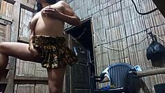 Military Mother-In-Law Prepares Erotic Dance for Sergeant, Showing Tits and Touching Wet Vagina