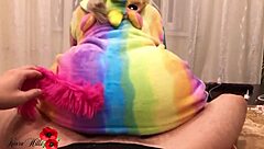 Sexy Blonde in Kigurumi Gives Sensual Handjob and Rides Huge Cock in Stepbrother POV