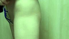 Gorgeous gold leotard long anal plug training session