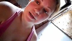 Blonde mel masturbates on webcam video call