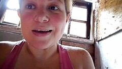 Blonde mel masturbates on webcam video call