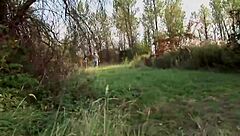 Old Woman Sucks Young Man's Cock In Woods