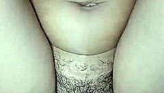 Skinny young latina masturbates hairy pussy riding secretly until creamy cum