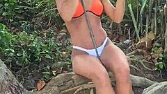 Watch us horny girls fucking on the beach in group lesbian action