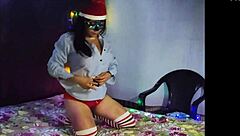 Does This Beautiful Latina Get Christmas Gifts In Bed While Touching Her Tits And Getting Doggy?