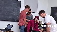 students intensely fuck hijab teacher in classroom taboo