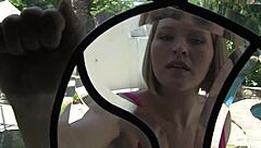 Krissy lynn asks, can this blonde handle an interracial glory hole blowjob?