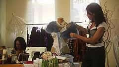 Slutty mom in red licks and fucks anal.