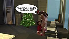 Christmas Morning Lesbian Shemale Fuck Session