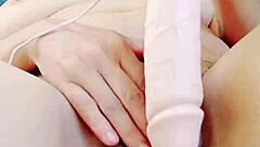 penetrating giant dildo and enjoying cumshot sensation