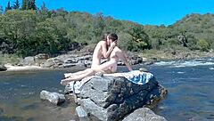 Damn! Risky public sex on beach and bus with huge cumshots!