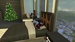 Christmas Morning Lesbian Shemale Fuck Session