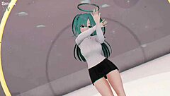 Yuuka from Blue Archive strips and dances intensely in hentai 3D