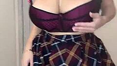 A neighbor with big natural tits enters your room. What will you do with her?