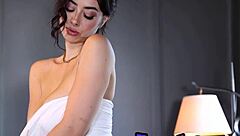 Teen Chloe Surreal feels excited revealing her huge natural tits on the pool table