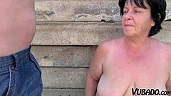 Retro grandma desires outdoor fuck with teen, exploring fetish fantasies in vintage setting