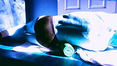 homemade stretching with roller in briefs for winter relief