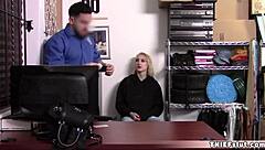 The pretty blonde shoplifter teen gets CAUGHT and FUCKED bent over.