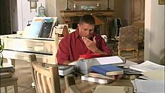 Brunette Milf in White Lingerie Gets Ass Fingered and Cumshot on Bed