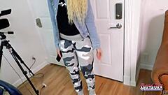 Petite Blonde Hottie Teases With Pussy Fingering And Cock Sucking