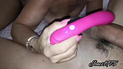 Slut Masturbates with Toys Showing Cum on Big Cock