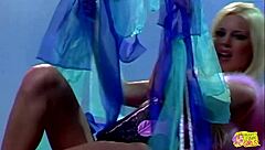 Gorgeous Blonde Fingers Pussy Before Brunette Strap-On Cowgirl Fuck