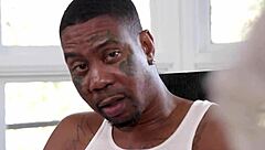 tatted blondie licks rapper's huge candy cock in interracial scene