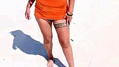 Mexican Woman Exhibits Tits And Ass On Public Beach