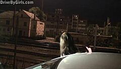 Alexis Crystal Gives Blowjobs to Random Guys in Public Car Window.