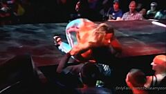 The bustiest stripper ever dances with clothes ripped and huge tits