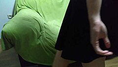 She cums on the couch using her 8-inch dildo.