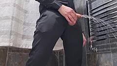 Arrapato in dress cums with dirty italian dialogue and pisses on huge cock!