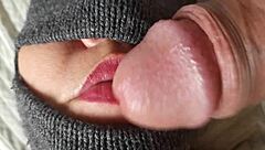 closeup blowjob with big cock pov