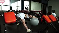 Chubby brunette feels excited pickup at gym for bdsm fun