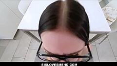 Nerdy stepsister feels intense pleasure from stepbrother's monster cock