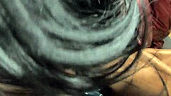 preview-the nympho wife plays with her camel-toe jumpsuit and put some cum on her shinny red down-jacket 230