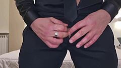 Arrapato in dress cums with dirty italian dialogue and pisses on huge cock!