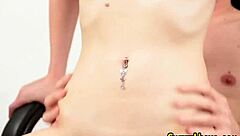 redheaded teen sucks and rides hard in uniform, getting a massive cumshot!