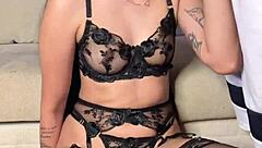 Babe In Garter Belt Gives Deepthroat Blowjob Vertically!